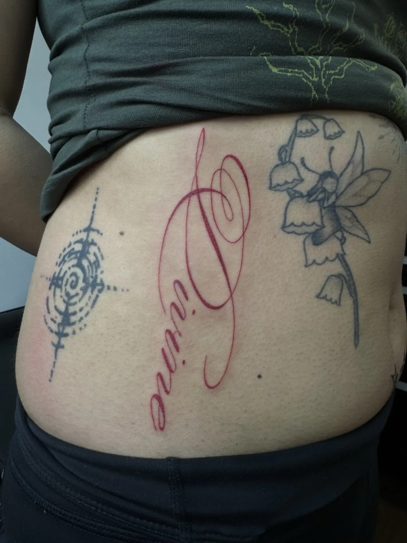 Custom script lettering tattoo by Aliza Nadine Phoenix