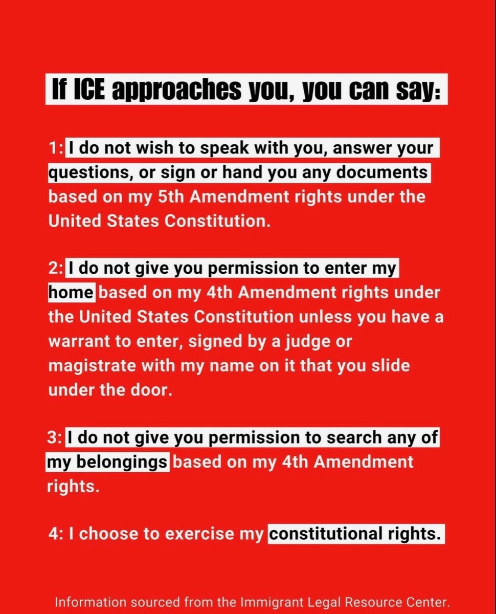If ICE approaches you — your constitutional rights script